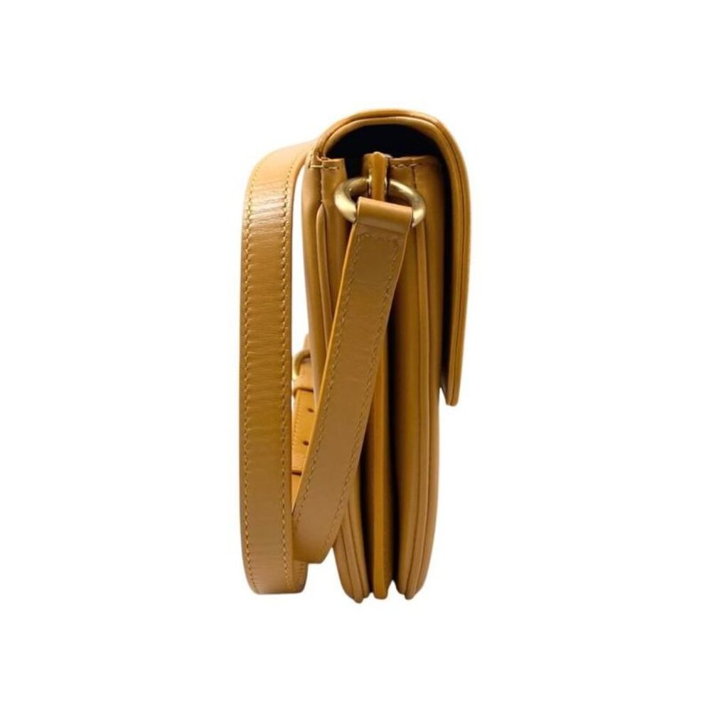 Saint Laurent Shoulder Bag Mayon Satchel Leather Orange Gold Hardware - Picture 4 of 14